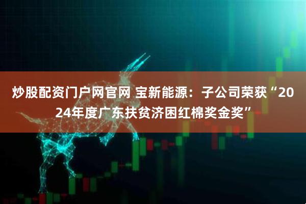 炒股配资门户网官网 宝新能源：子公司荣获“2024年度广东扶贫济困红棉奖金奖”